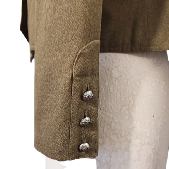 1990s Vintage Designer Olive Military Style Cropped Jacket By Nipon Unworn - Picture 6 of 8
